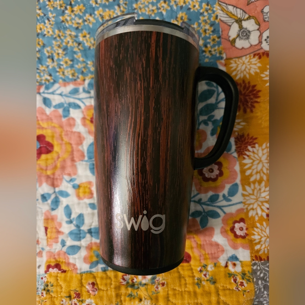 Swig Bourdon Barrel Woodgrain Travel Mug - Dark Brown